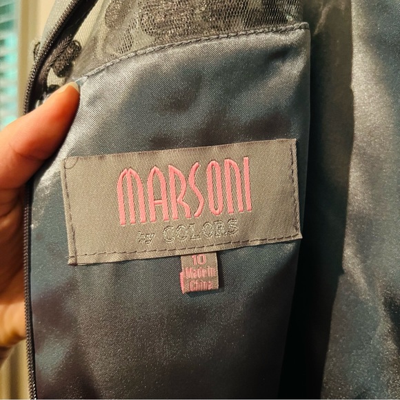 Marsoni Illusion Sleeve Embellished Bodice Dress Charcoal Women's Size 10 NWT - Picture 10 of 15